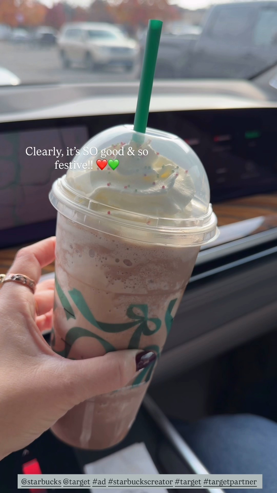 #ad If you’re running any last minute holiday errands at @target, may we suggest treating yourself to the @starbucks Frozen Peppermint Hot Chocolate?! It’s SO good (not overly sweet or minty) and is the festive addition to any shopping adventure. Available in store or you can add to your drive-up order! #starbuckscreator #targetpartner #target 

#LTKFindsUnder50 #LTKHoliday