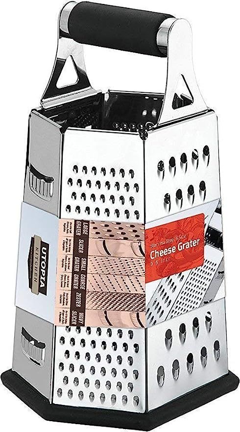 Utopia Kitchen Cheese Grater for Kitchen Stainless Steel 6-Sides - Easy to Use and Non-Slip Base | Amazon (US)