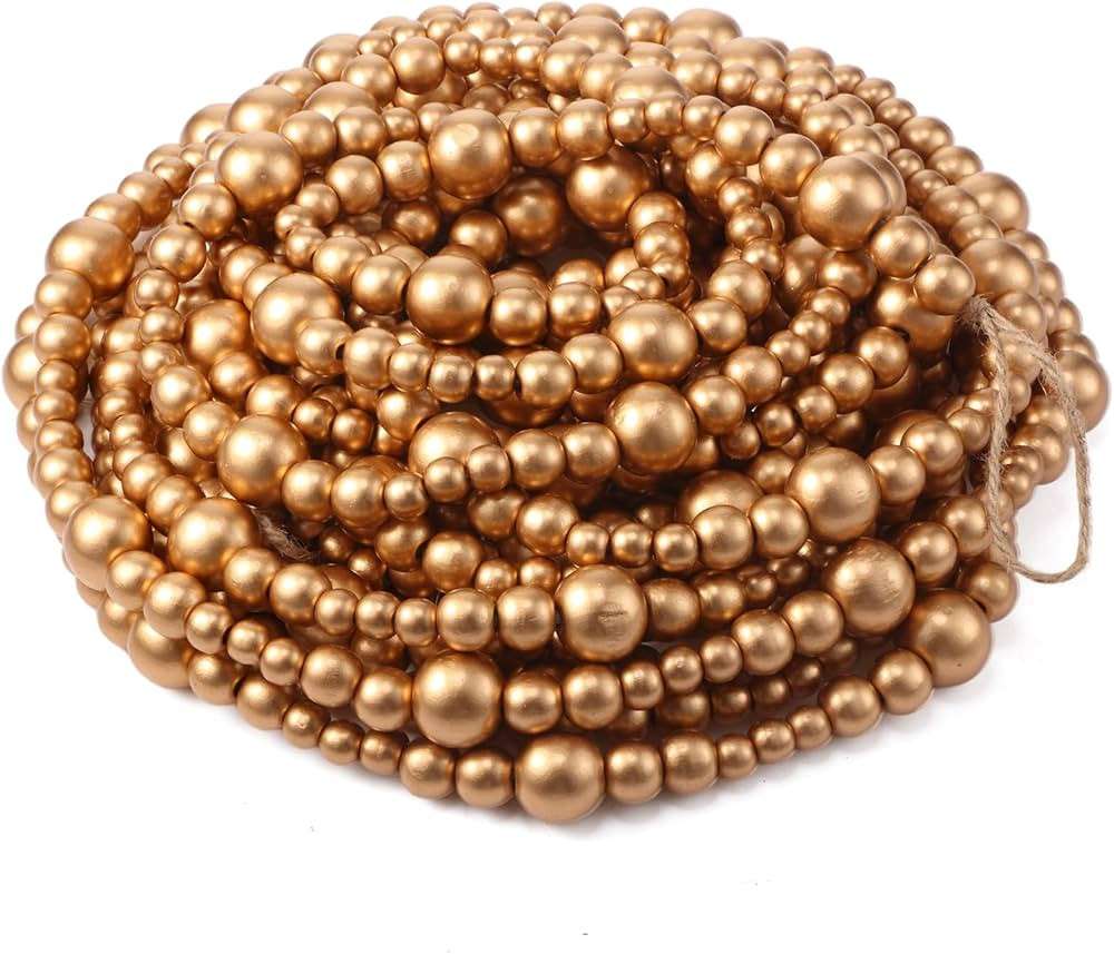 Giegxin 32.8 Feet Christmas Wooden Bead Garland Xmas Tree Beads Garland Rustic Wood Beaded Garlan... | Amazon (US)