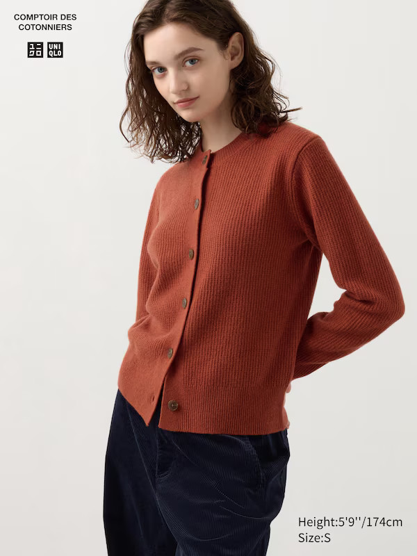Lambswool Crew Neck Cardigan | UNIQLO (UK)
