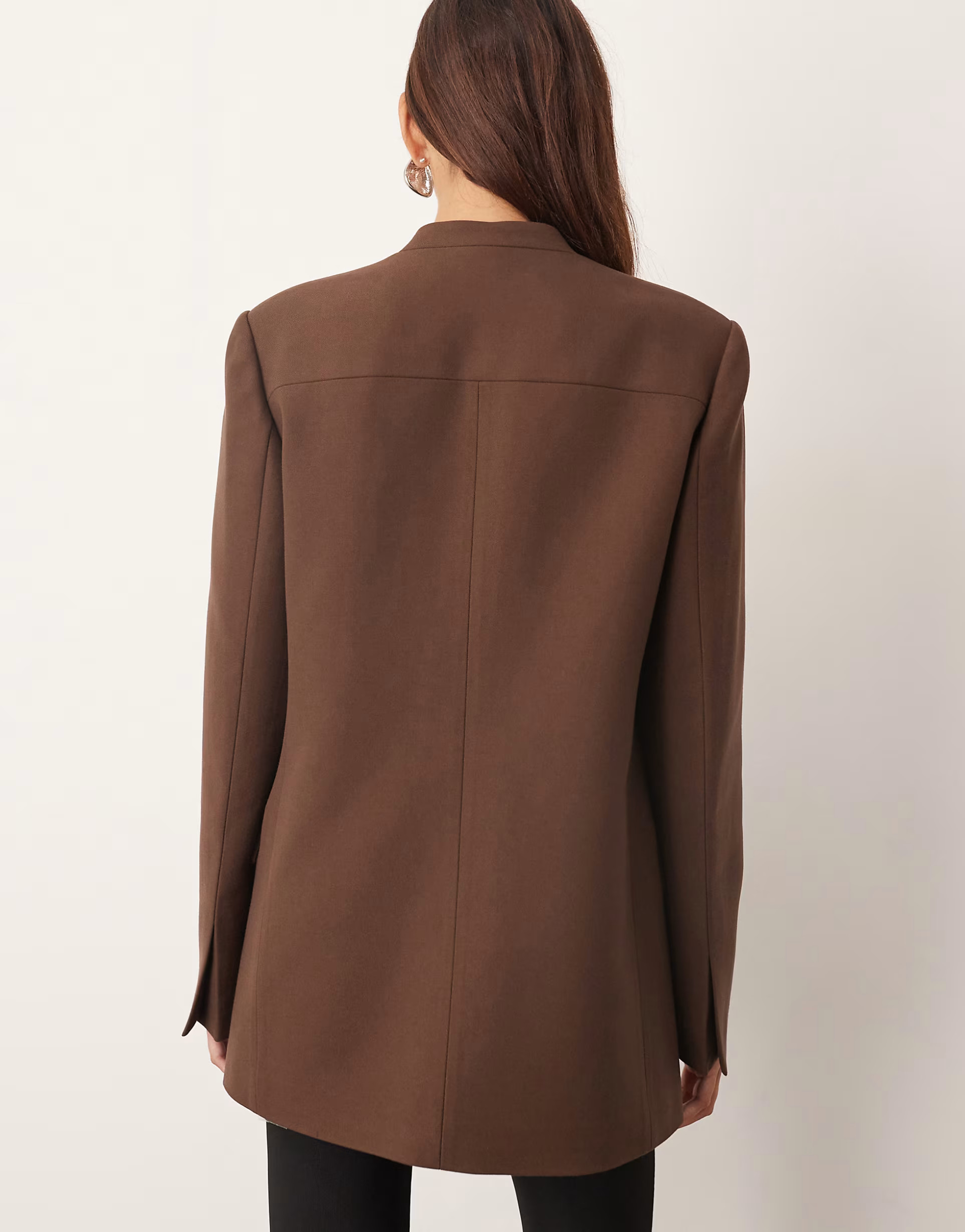ARRANGE ultimate collarless straight blazer in chocolate | ASOS (Global)