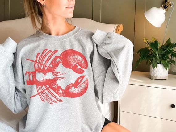 Lobster Sweatshirt, Maine Sweatshirt, Lobster Lover, Lobster Gift, Womens Lobster Sweatshirt, Gif... | Etsy (US)