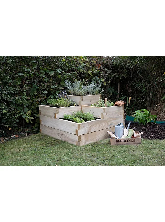 Forest Garden Caledonian Tiered Raised Bed - 90 x 90cm | George
