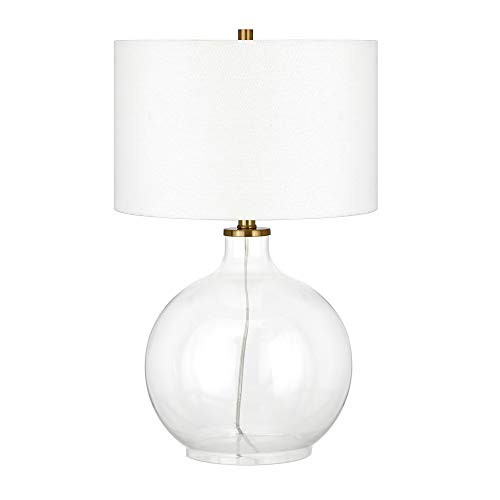 Laelia 24.75" Tall Table Lamp with Fabric Shade in Clear Glass/Brass/White | Amazon (US)