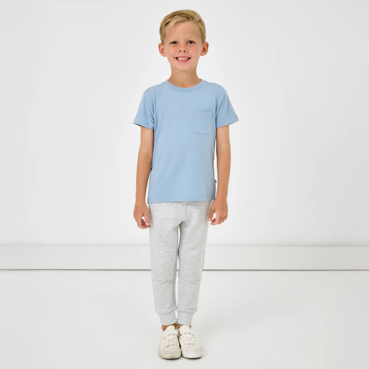 Fog Short Sleeve Relaxed Pocket Tee | Little Sleepies