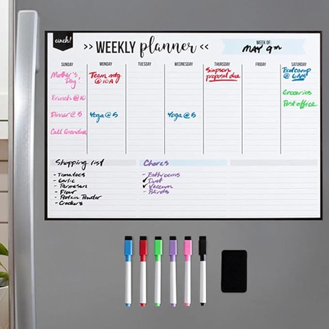 Magnetic Dry Erase Weekly Planner Calendar for Fridge: Stain Resistant Technology - 17x12" - 4 Fi... | Amazon (US)