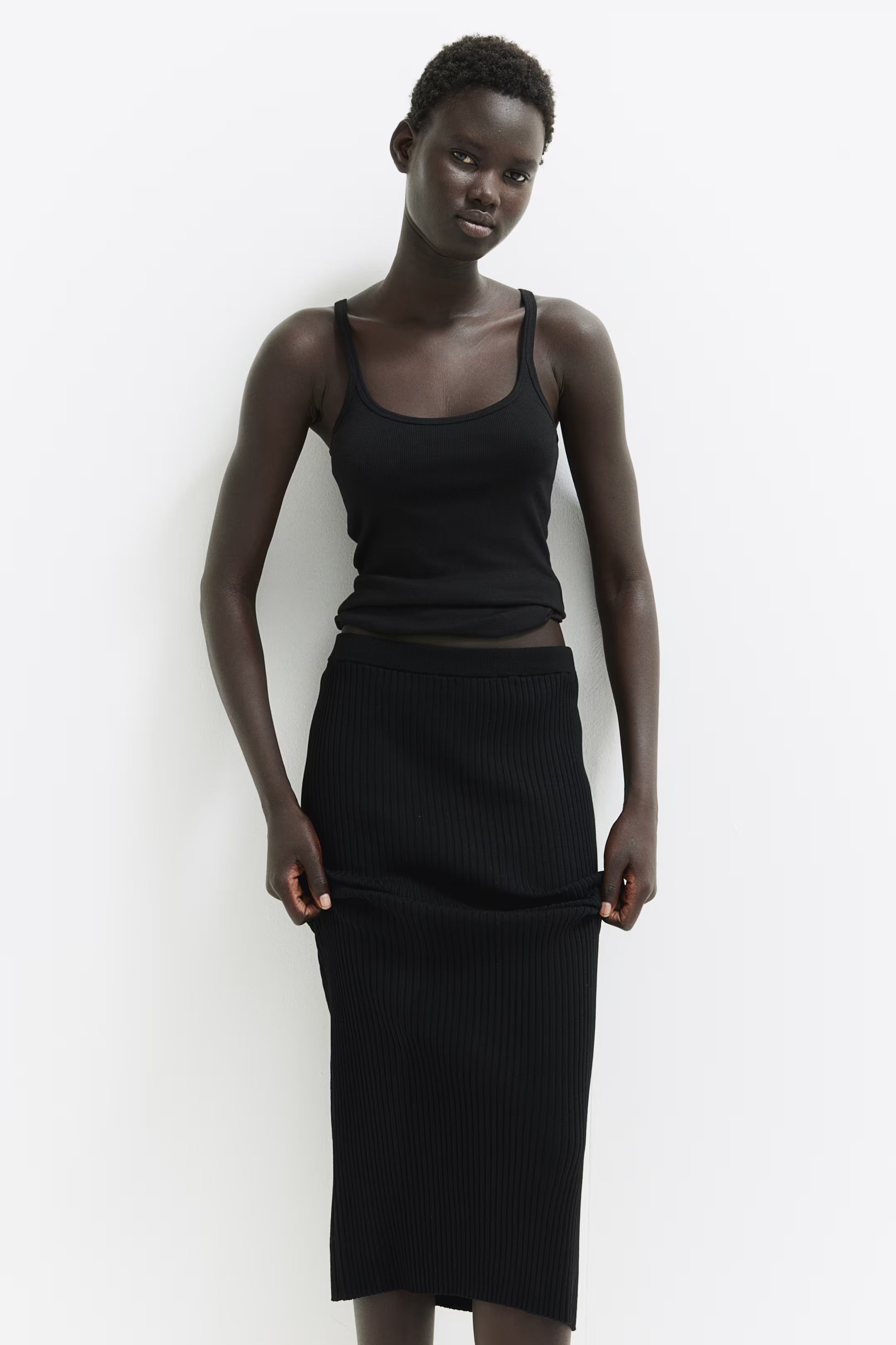 Rib-knit Skirt - Black - Ladies | H&M US | H&M (US + CA)