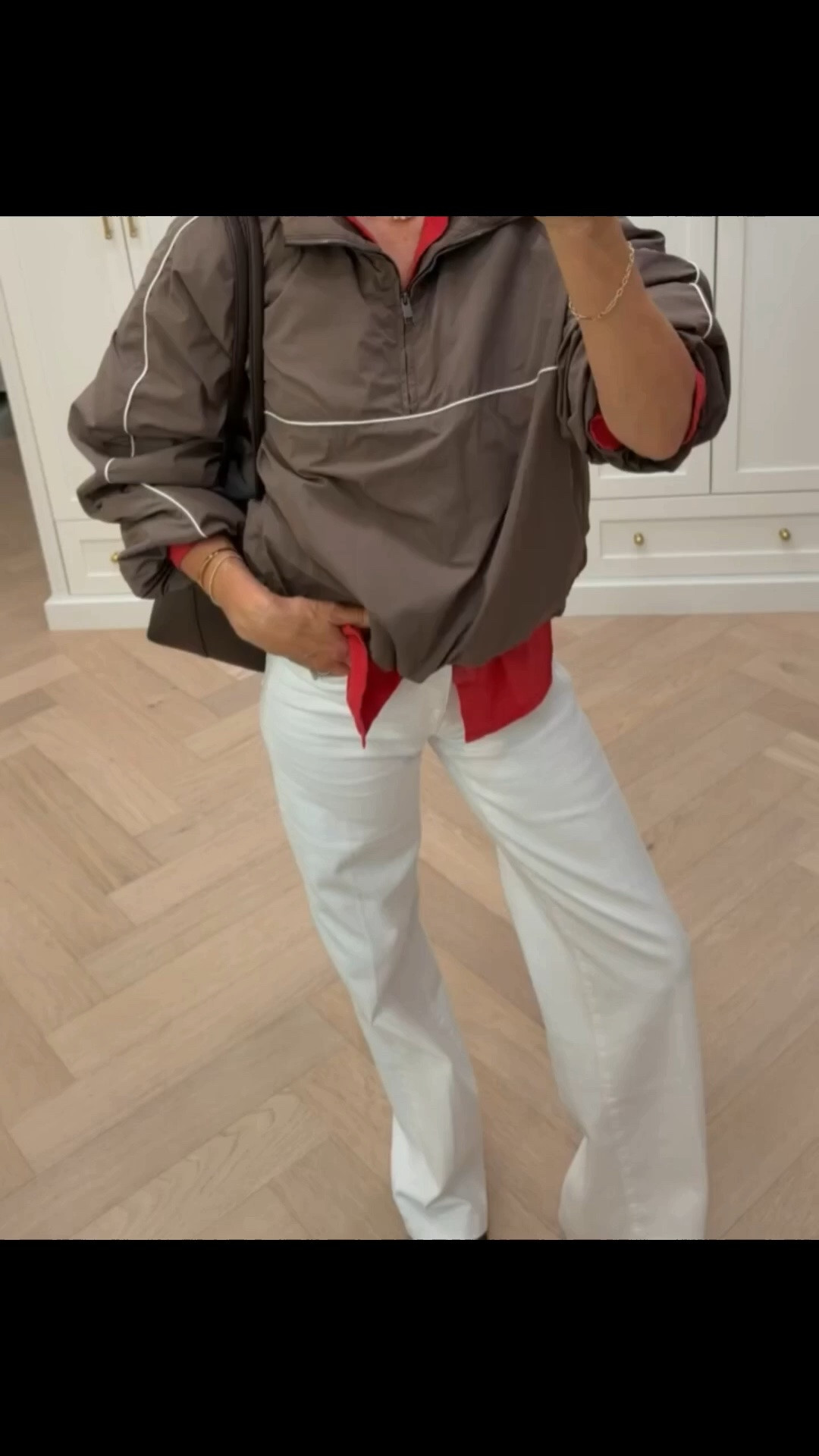 I’m 5,6
-white denim jean
-red button up
-brown and white wind breaker 
-pony hair wedge

#LTKootd #LTKOver40 #LTKSeasonal