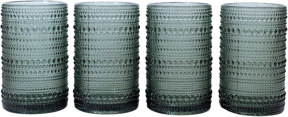 Greenline Goods Hobnail Drinking Glasses - Gray 12 oz Thick Modern Kitchen Glassware Set - Unique... | Amazon (US)