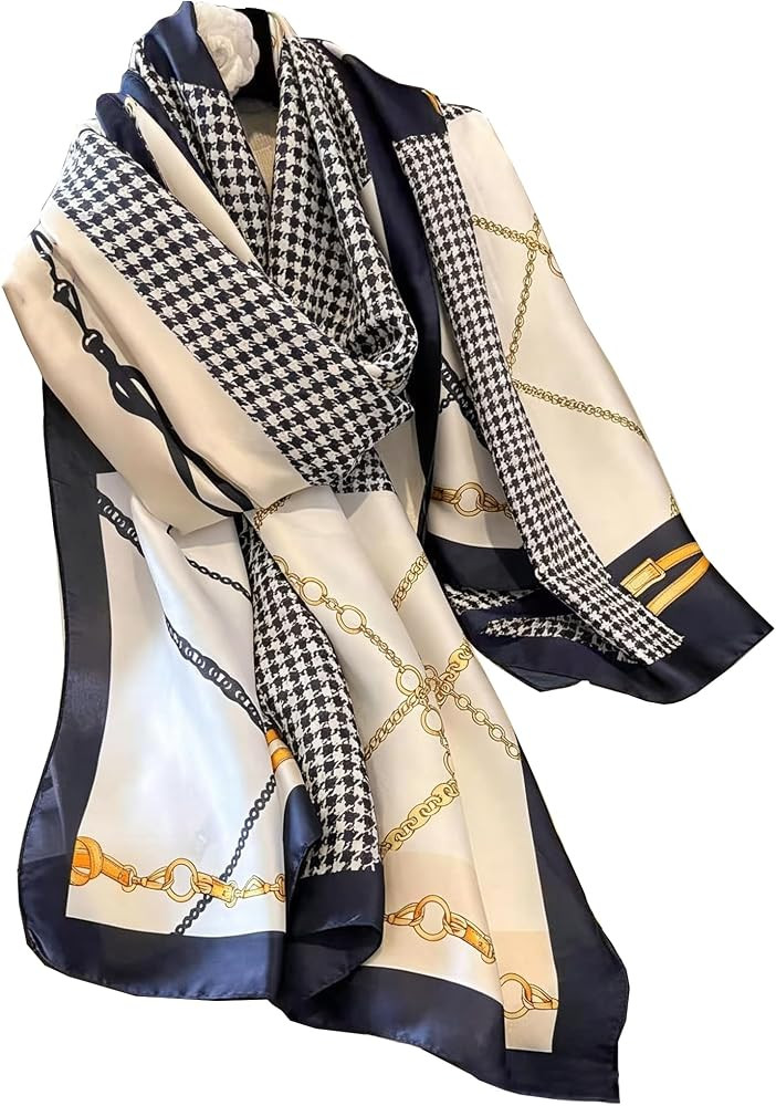 FairyCity Womens large Luxury Silk Scarf Satin Summer Scarf Lightweight Fashion Shawl Wrap | Amazon (US)