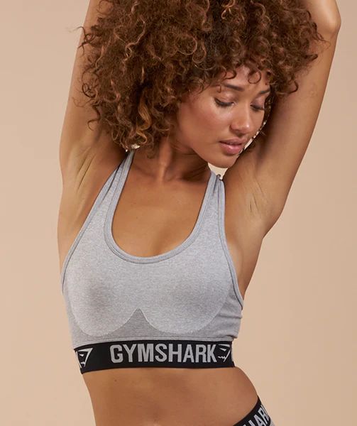 Gymshark Flex Sports Bra - Light Grey Marl/Black | Gymshark US & CA