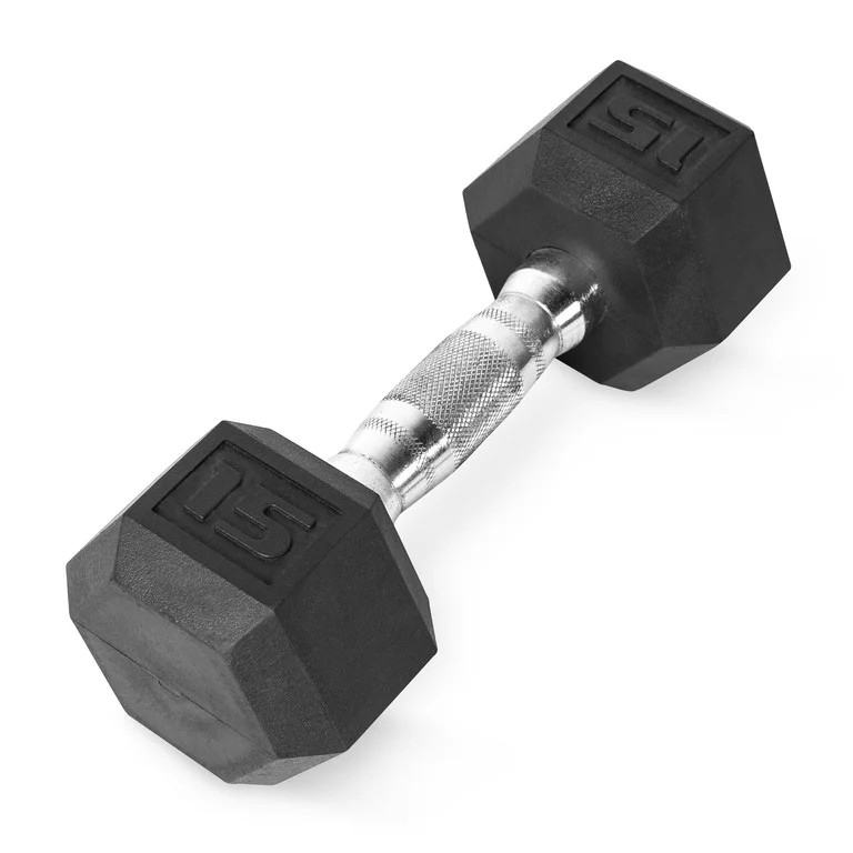 CAP Barbell, 15lb Rubber Hex Dumbbell, Single - Walmart.com | Walmart (US)