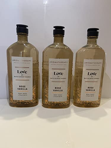Bath & Body Works Aromatherapy Love Rose Vanilla Body Wash & Foam Bath, Gift Sets 10 fl oz per Bottle (3 Pack) (Rose Vanilla) | Amazon (US)