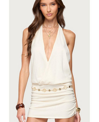 Womens Adrian Knit Halter Mini Dress | Macy's