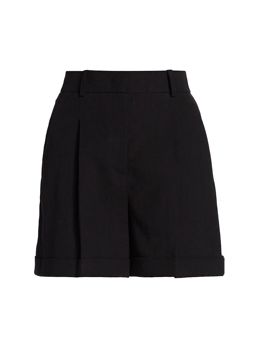 Pleated Cuffed Linen Crepe Shorts | Saks Fifth Avenue