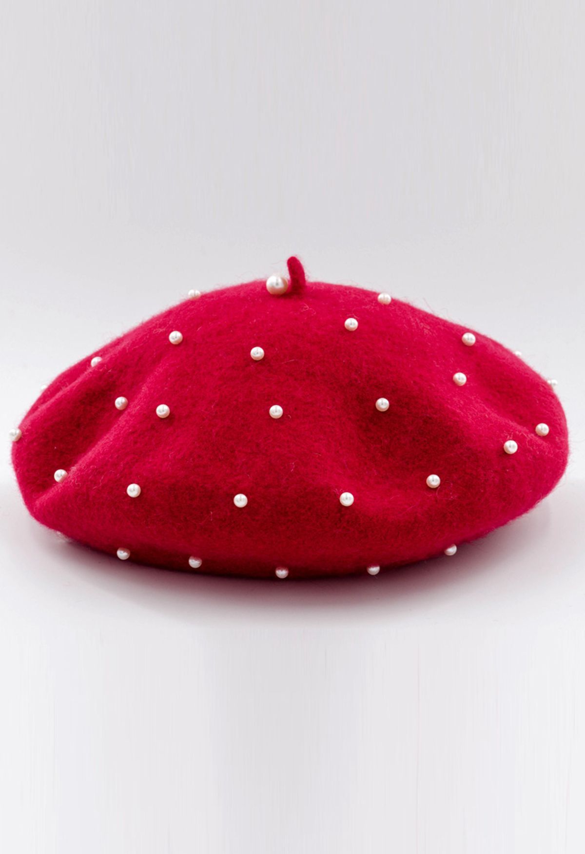 Handmade Pearl Wool Blend Beret Hat in Red | Chicwish