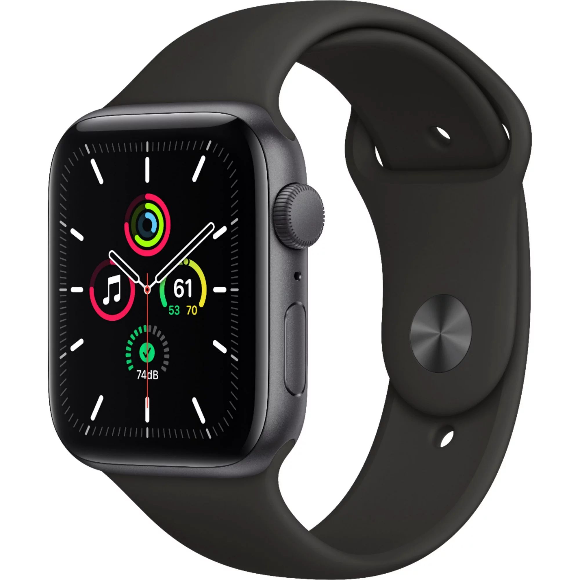 Used Apple Watch SE 44mm Space Gray Aluminum - Black Sport Band MYDT2LL/A (Used ) | Walmart (US)