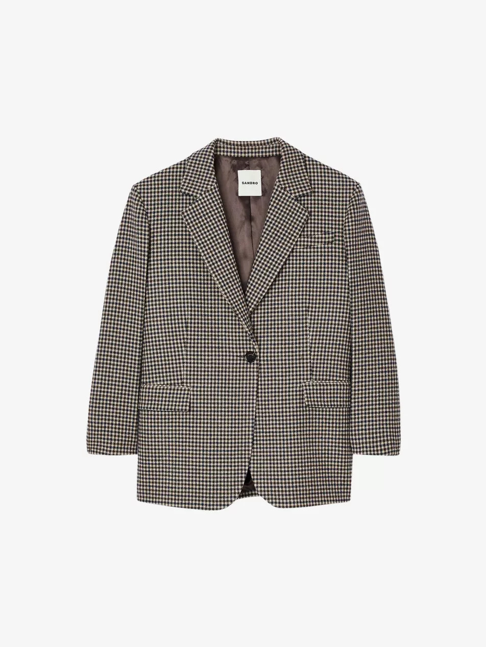 Notched-lapel check-pattern wool-blend blazer | Selfridges