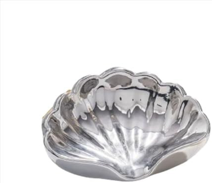 Sea Shell Soap Box - Non-Slip Ceramic Dish With Drain, Tray, and Holder for Home Bath (Silver) | Amazon (US)