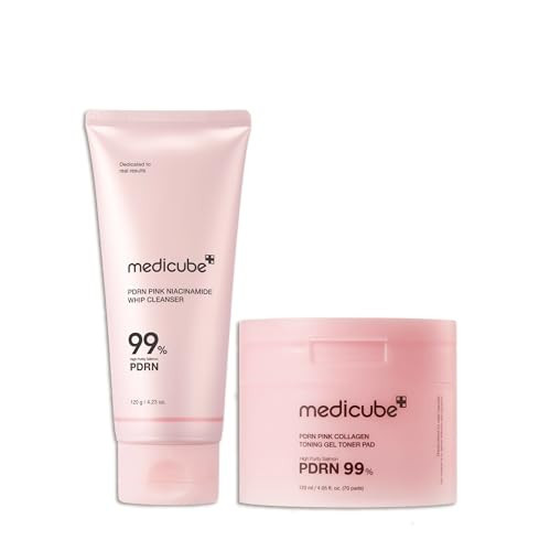 medicube Salmon PDRN Daily Skincare Duo: PDRN Marshmallow Whip Cleanser and Pink Collagen Jelly Pad | Amazon (US)