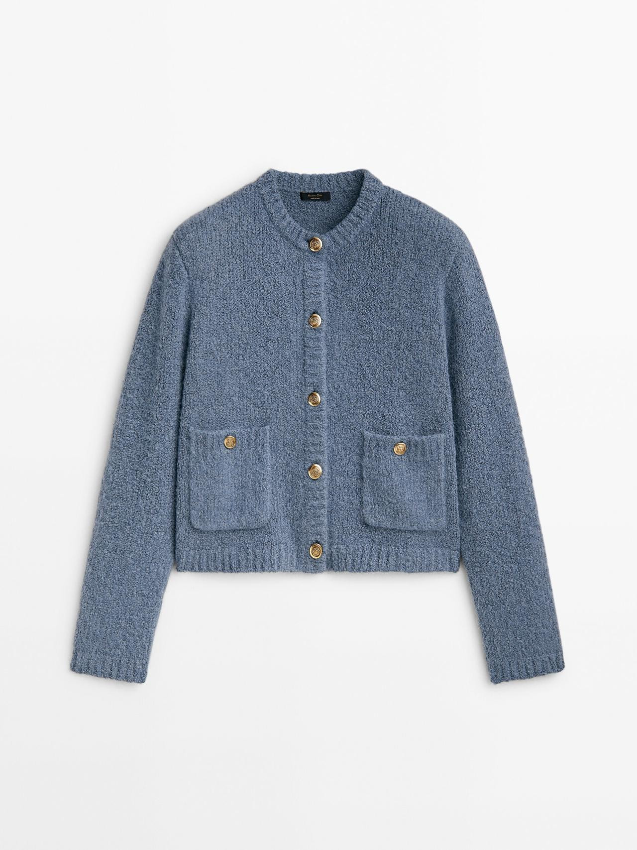 Mini bouclé knit cardigan with pockets | Massimo Dutti US