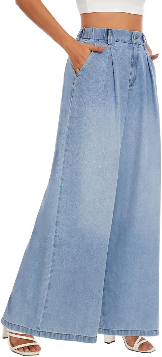 Tapata Womens Extra Wide Leg Jeans Baggy Long Denim Pants Petite/Regular/Tall Casual Loose Palazz... | Amazon (US)