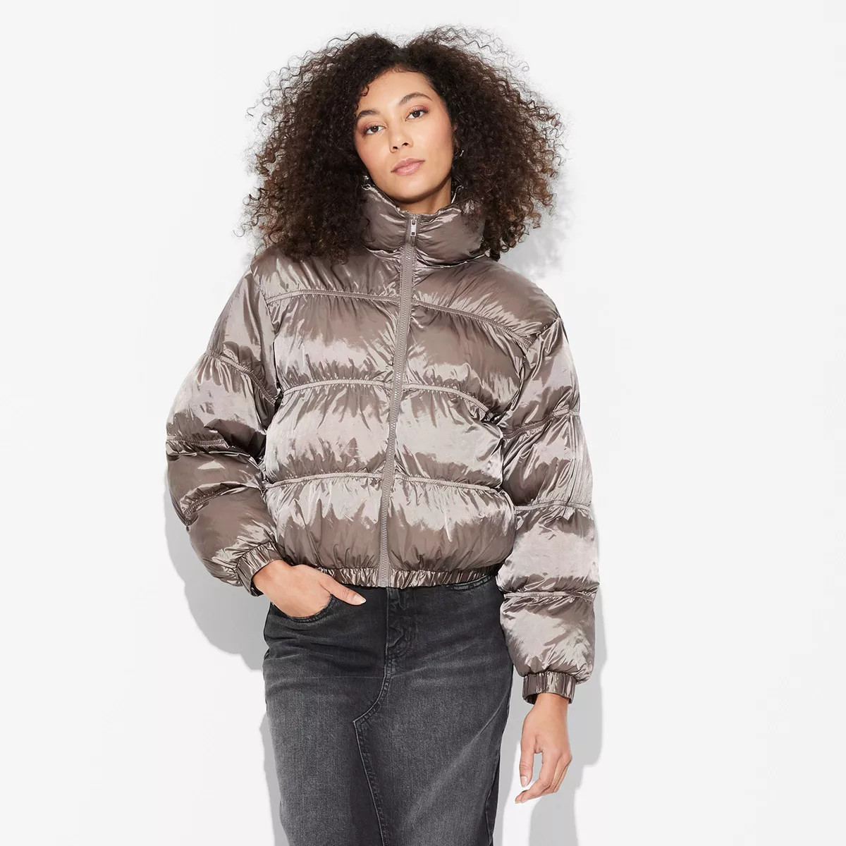 Women's Puffer Jacket - Wild Fable™ Gray XL | Target