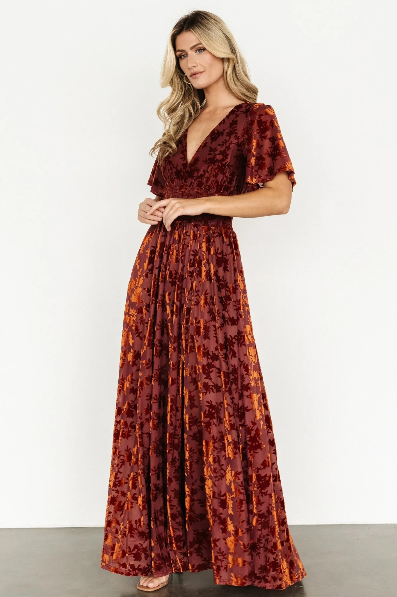 Veronica Velvet Maxi Dress | Rust | Baltic Born