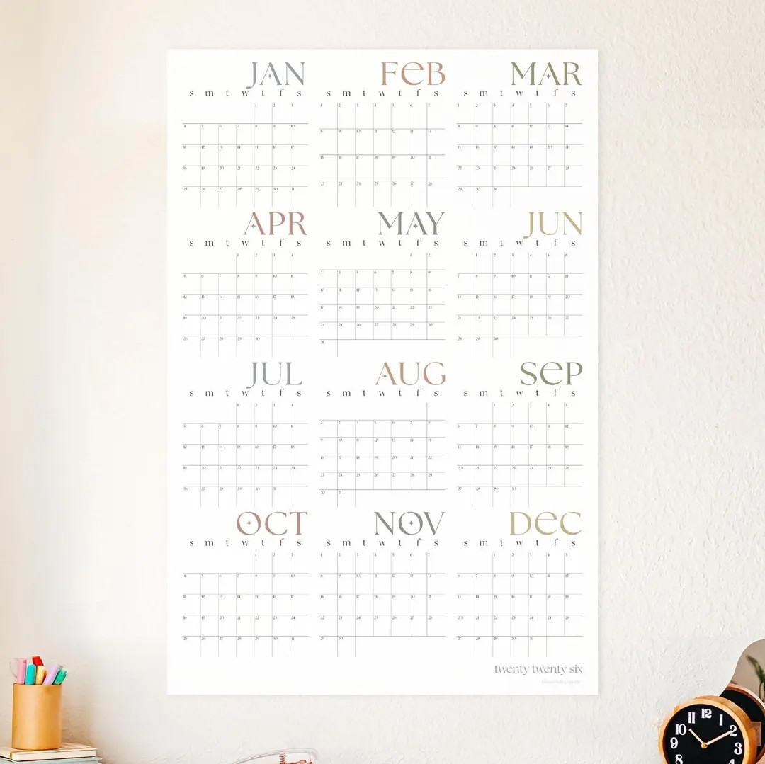 2026 Minimalist Large Wall Calendar, Yearly Planner Poster For Home Office, | Etsy (US)