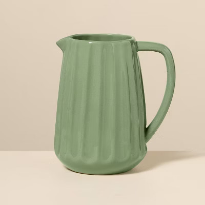 65 fl oz Stoneware Beverage Pitcher Green - Hearth & Hand™ with Magnolia | Target