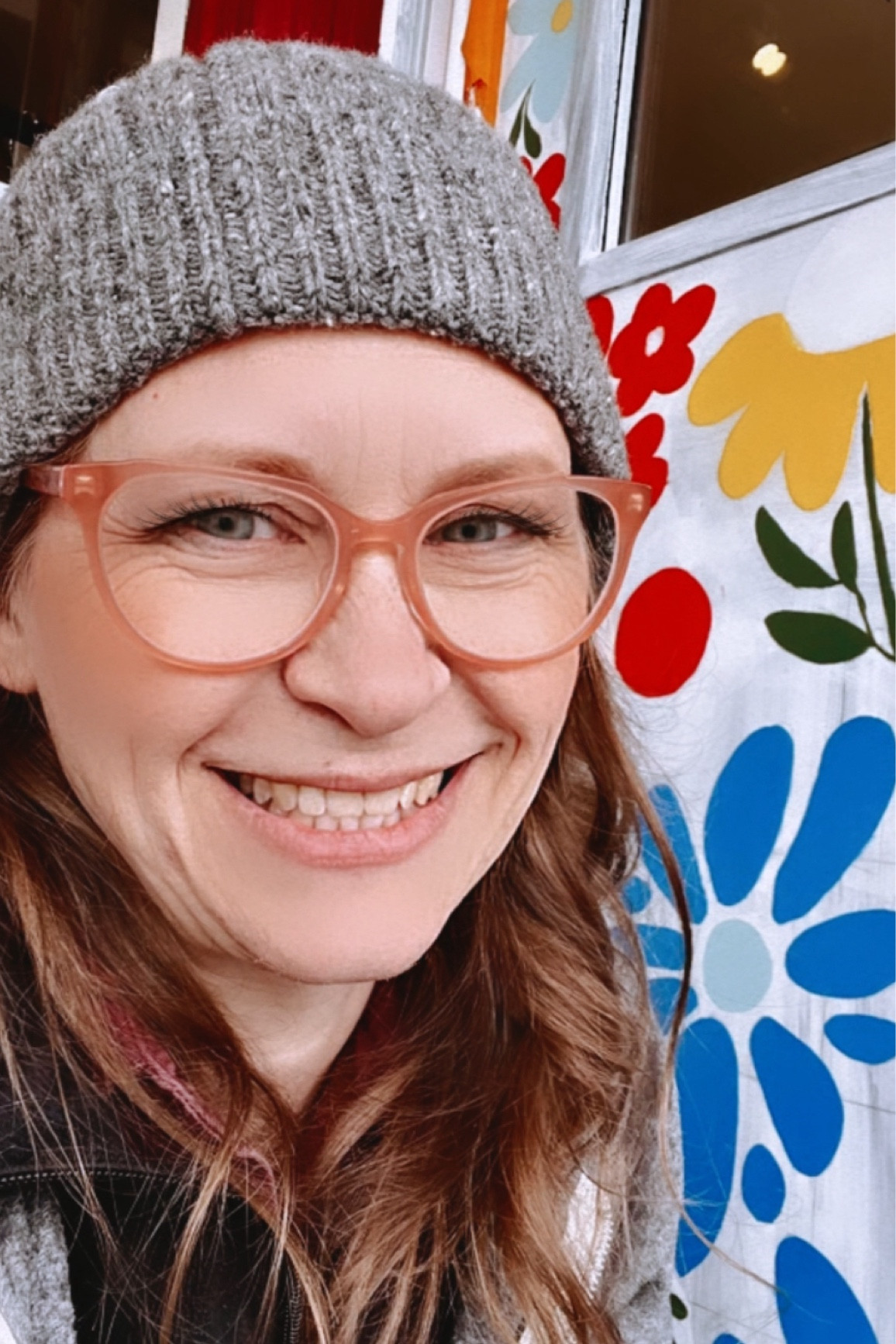 Sitting still for a mural means a warm hat and some glasses are needed  

#LTKWorkwear #LTKOver40 #LTKStyleTip