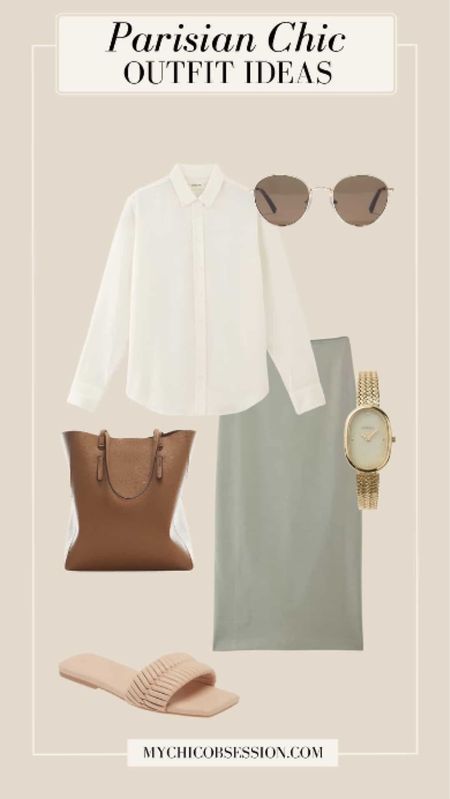 When you’re unsure of how to start a look, picking out a button-down from your capsule wardrobe is a great place to begin – no matter the time of year. Pair it with a midi skirt for a feminine touch, and accessorize with a gold watch, a leather tote, sunglasses, and woven slide sandals.

#LTKSeasonal #LTKStyleTip