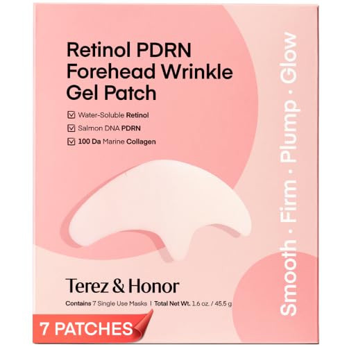 TEREZ & HONOR Retinol PDRN Forehead Wrinkle Patches - Korean Hydrogel Mask for Forehead & Between Eyes, Smooths Fine Lines, Firms & Hydrates with Collagen, Peptide, Fragrance-Free, 7 Sheets | Amazon (US)