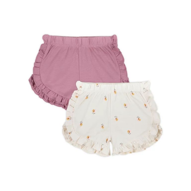 Little Star Organic Baby Girls 2Pk Ruffle Shorts, Size Newborn-24 Months | Walmart (US)