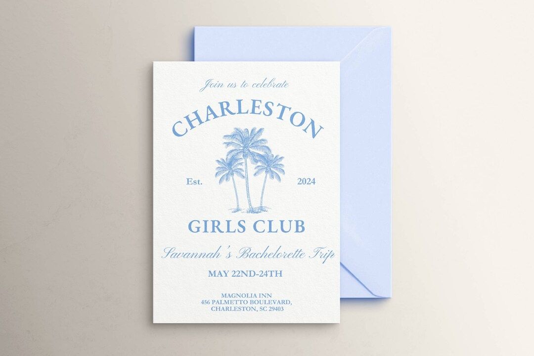 Last Toast on the Coast Bachelorette Invitation Itinerary, Charleston Coastal Bach, Blue Girls We... | Etsy (US)