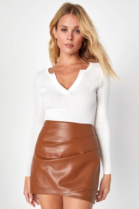Unforgettable Energy Brown Vegan Leather Mini Skirt | Lulus (US)