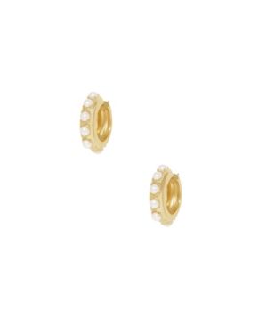 Ettika Imitation Pearl and 18K Gold Mini Huggie Hoop Women's Earrings | Macys (US)