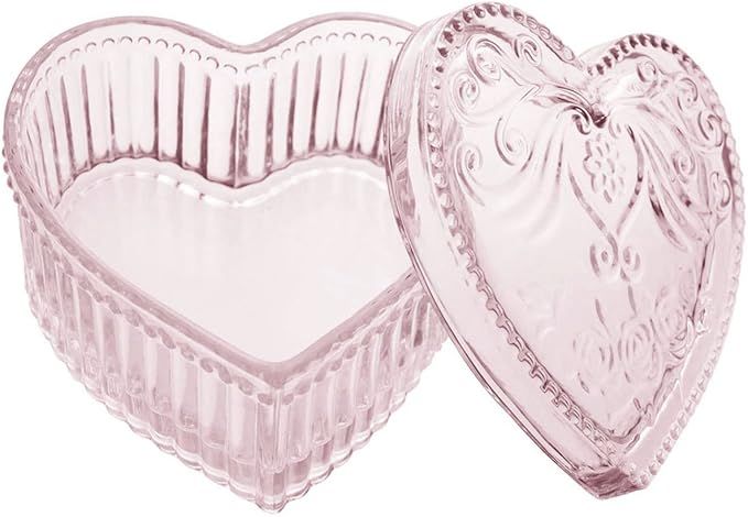 Gaolinci Crystal Glass Heart-Shaped Storage Box Embossed Jewelry Box Candy Box with Lid | Amazon (CA)