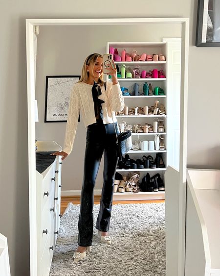 Last minute holiday outfit ideas featuring a new SheIn haul! Use code Q4mckenz15 for an extra 15% off 

This top and holiday heels would be the perfect New Year’s Eve outfit idea or date night outfit idea!  

Leather pants are true to size wearing 000 short from American eagle 

#LTKSeasonal #LTKHoliday