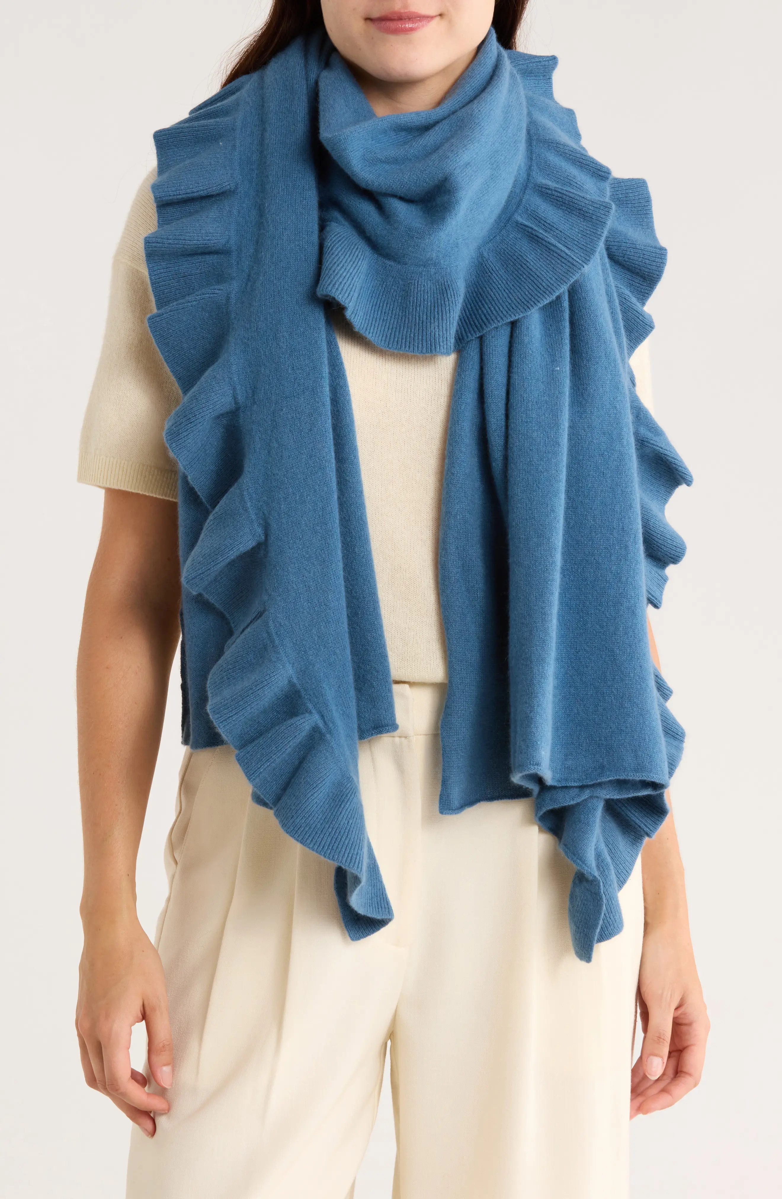 Ruffle Trim Cashmere Wrap Scarf (Women) | Nordstromrack | Nordstrom Rack