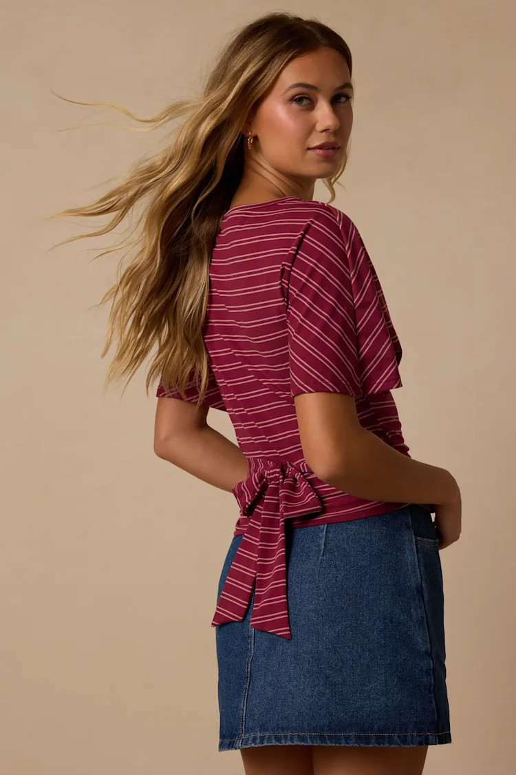 Austin Berry Red Striped Dolman Sleeve Top | Lulus
