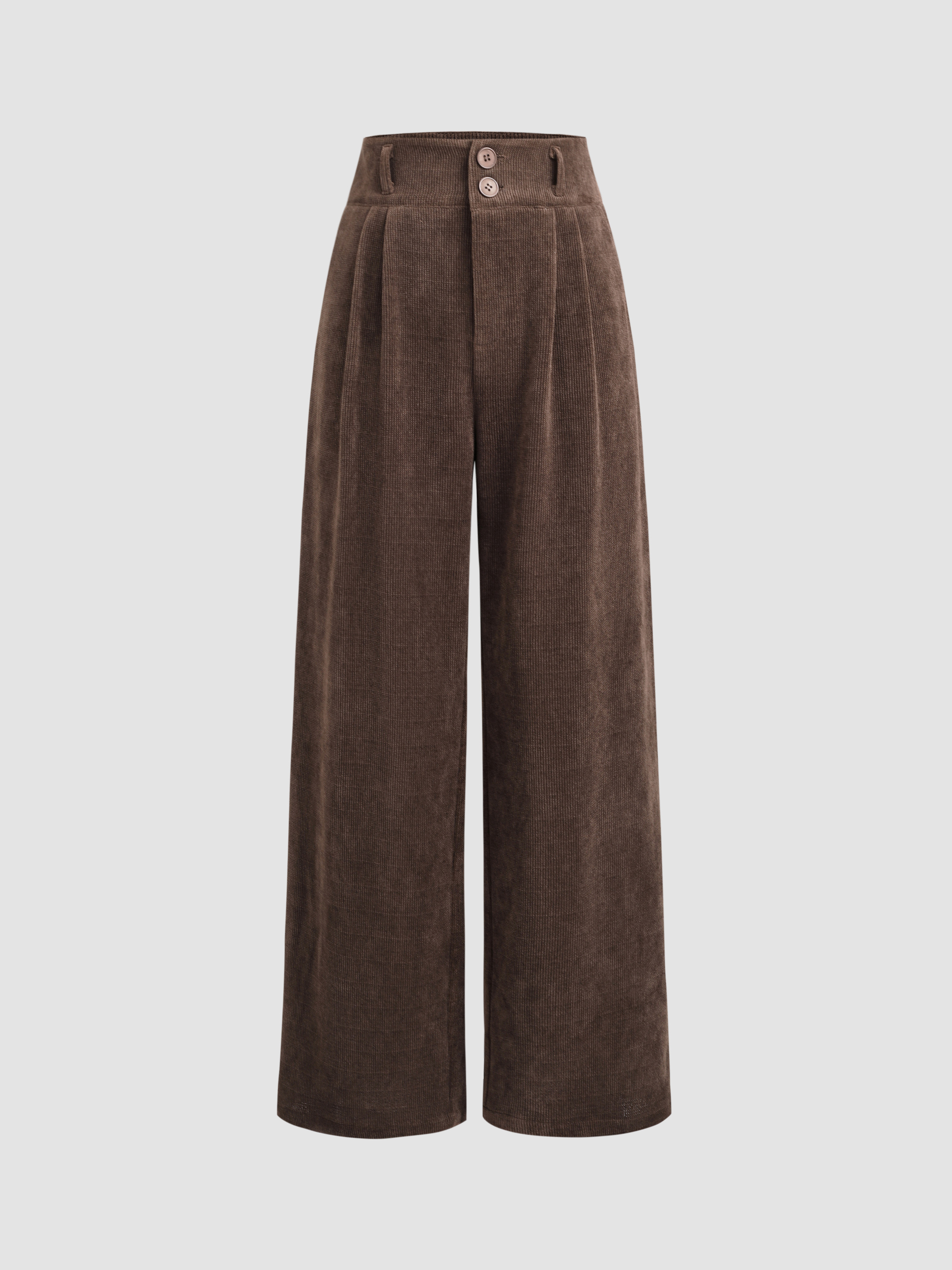 Countryside Core Corduroy Corduroy High Waist Solid Pleated Wide Leg Trousers For School Daily Ca... | Cider