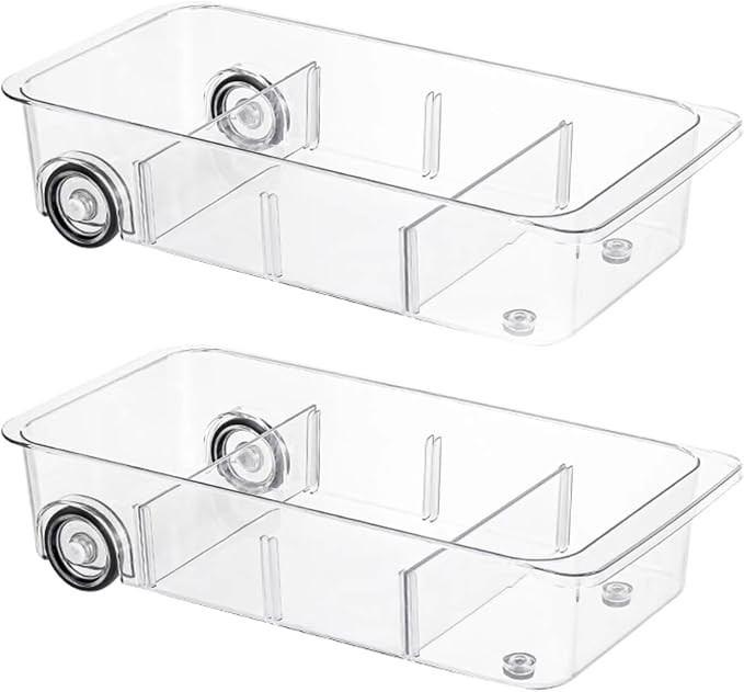 Attelite RollOut Refrigerator Drawer Organizer and Storage Clear Design with Dividers, Fridge Org... | Amazon (US)