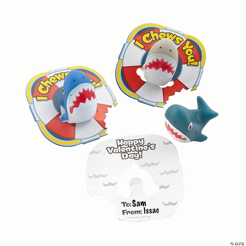 Mini Shark Finger Puppet Valentine Exchanges with Card for 12 | Oriental Trading Company