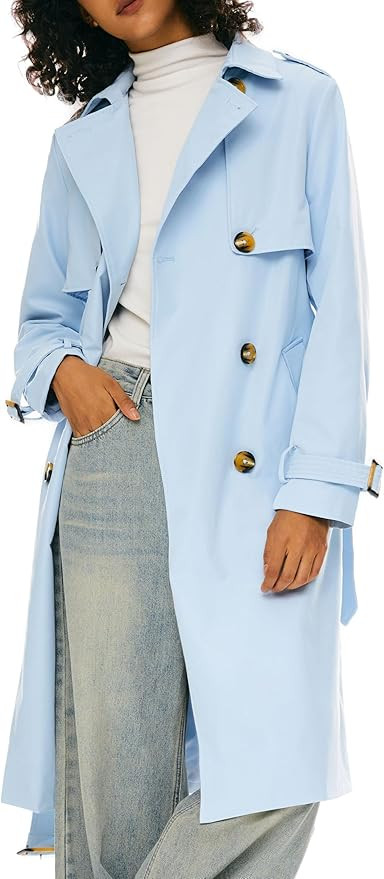 Orolay Women's 3/4 Length Double Breasted Trench Coat Lapel Jacket with Belt | Amazon (US)