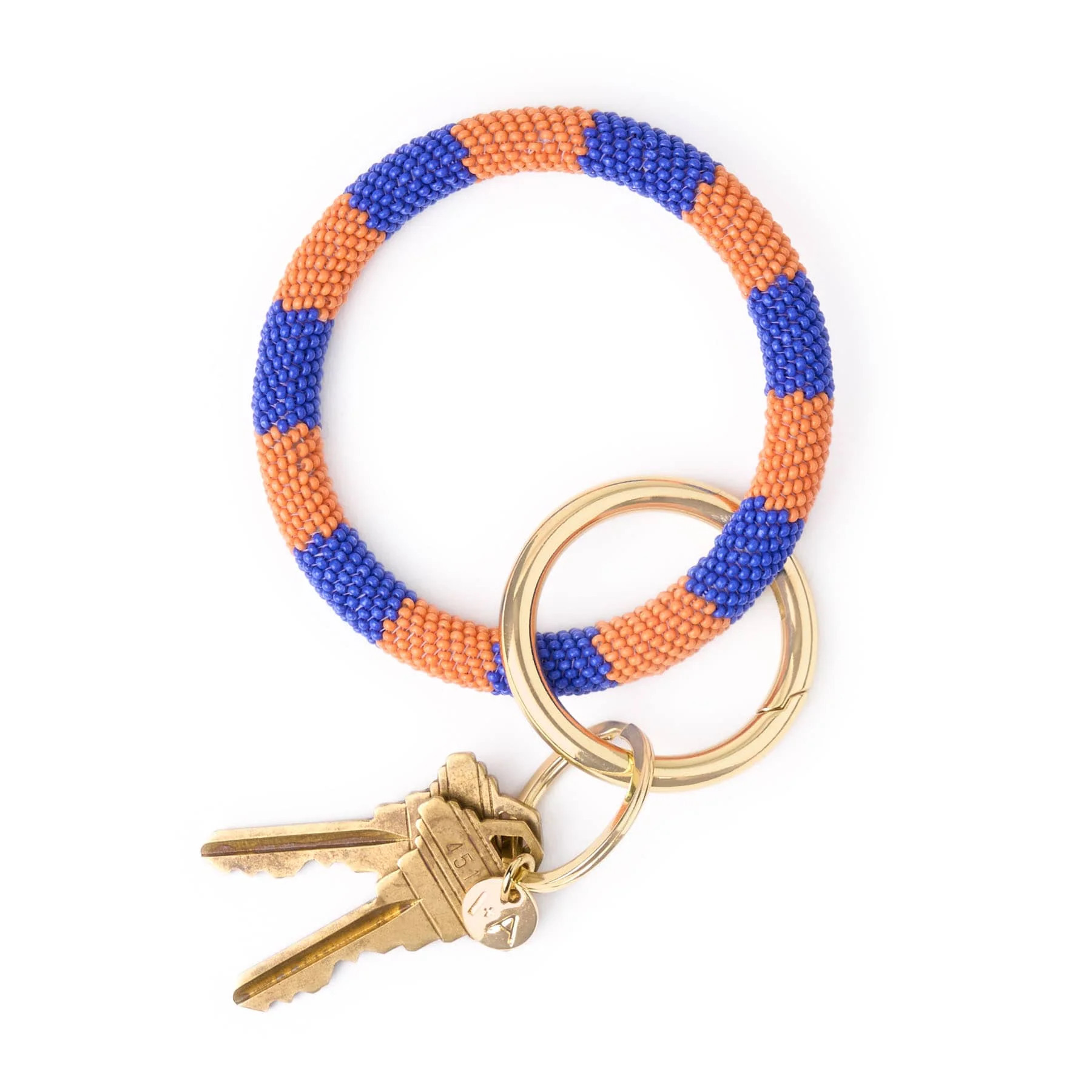 Game Day Beaded Color Block Key Ring Blue + Orange | INK+ALLOY