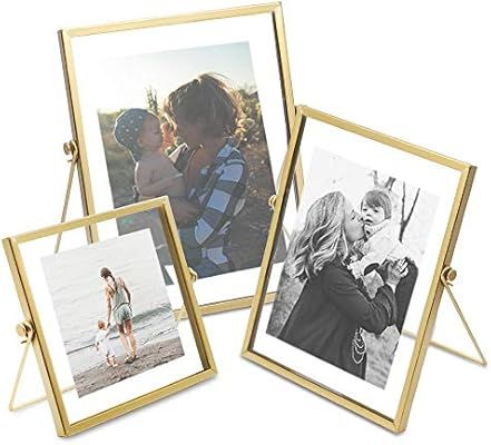 AceList Set of 3 Glass Photo Frame Collection Simple Metal Geometric Picture Frame with Plexiglas... | Amazon (US)