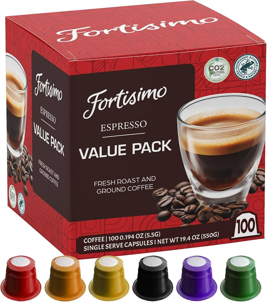 FORTISIMO Espresso Pods Variety Pack - 100 Count Espresso Capsules - Compatible with Nespresso Or... | Amazon (US)