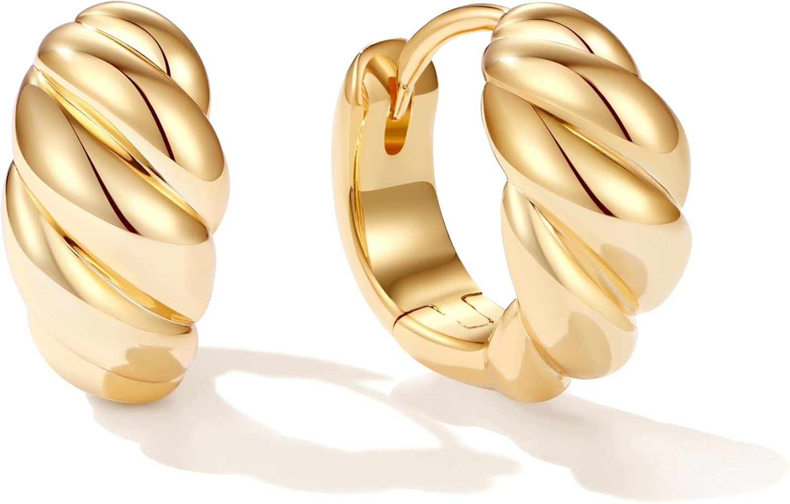 14K Gold Plated Huggie Hoop Earrings, Gold Dome Hoop Earrings for Women | Amazon (US)