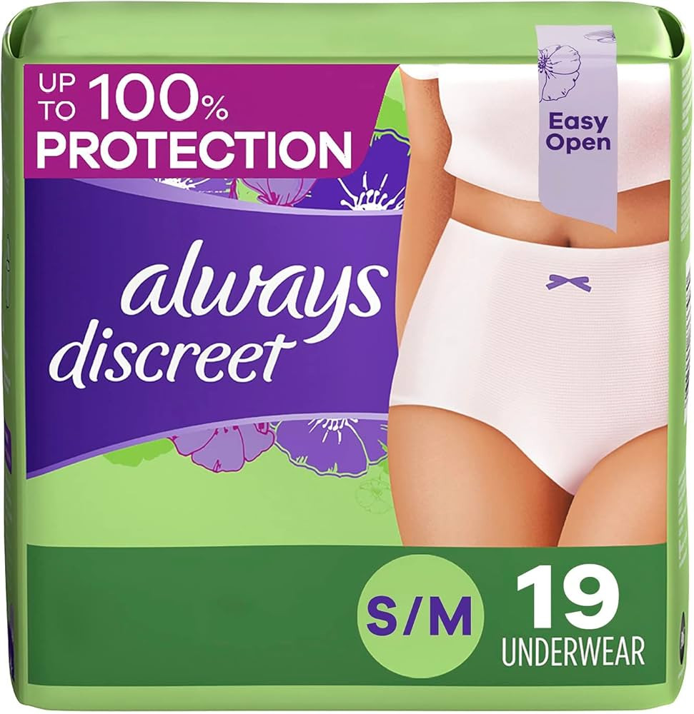 Always Discreet Adult Incontinence & Postpartum Underwear For Women, Size Small/Medium,White, Max... | Amazon (US)
